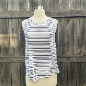 lululemon • Love Tank Pleated Cut Back Stripe White Black